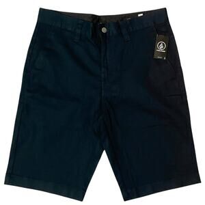 Volcom VMONTY Stretch 22 Shorts Men Size 30 Dark Navy Blue Chino 11” Inseam NEW